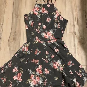 Floral high neck skater dress